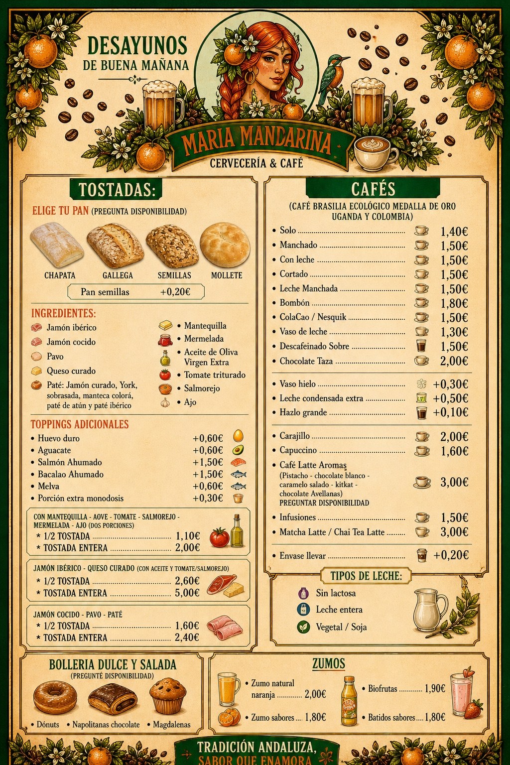 Carta de desayunos