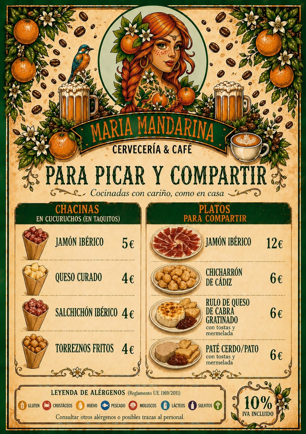Carta Para picar y compartir